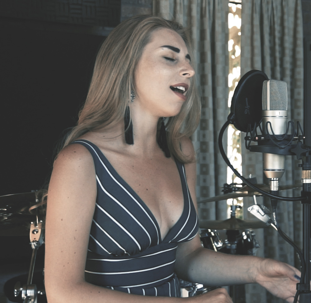 Anna using her gift voucher to record vocals at Phoenix Sound Studios